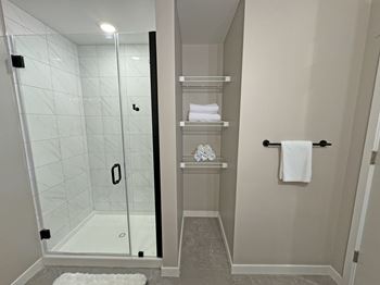 Walk-in showers with tile surround